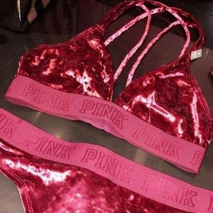 Pink sexy bra and under set